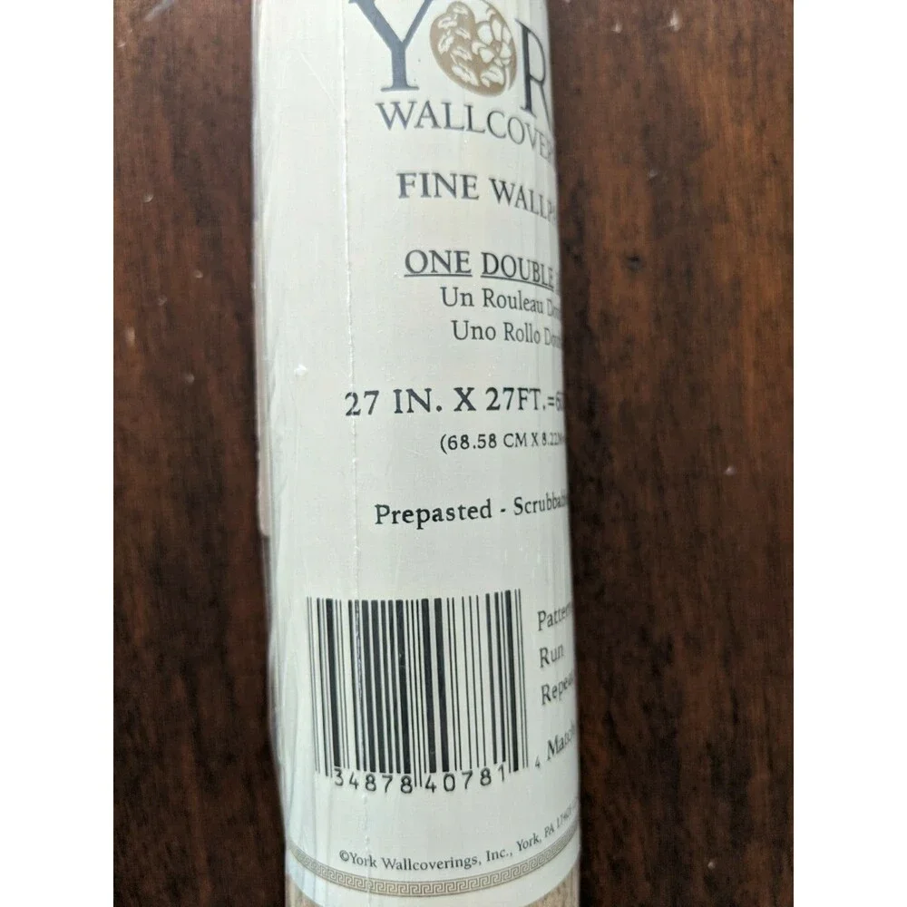York Wallcoverings Fine Wallpaper One Double Roll 60.75 sq.et Tan & Gold New